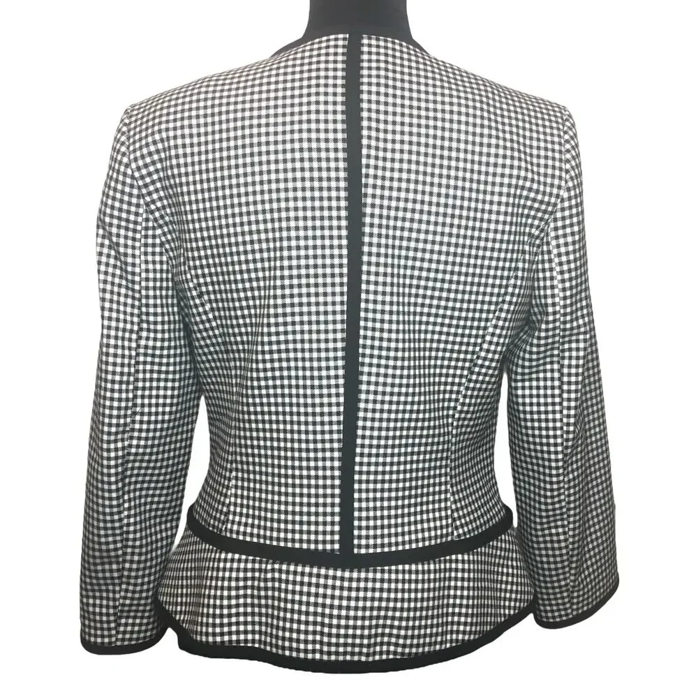 Calvin Klein Black and White Gingham Blazer - Size 2